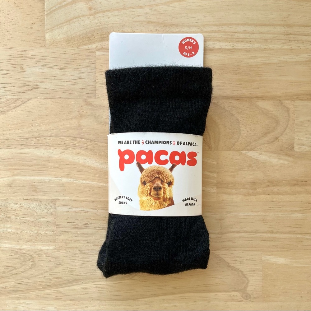Alpaca Socks Buttery Soft Black Lightweight Crew Pacas Women’s Size S-M 5-8